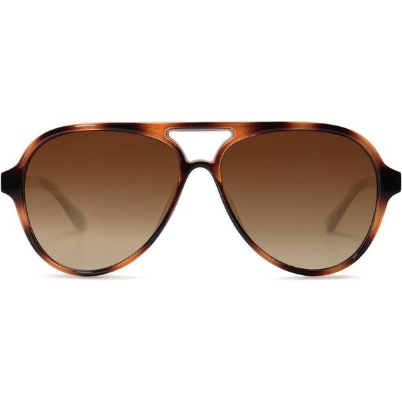 Sojos Polarized Aviator Women Brown Retro Double Bridge Sunglasses Eyewear